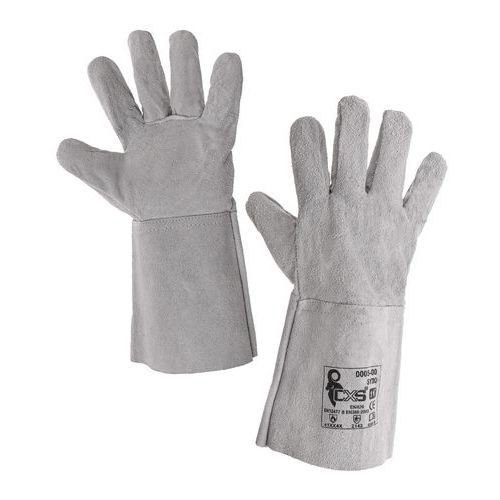 Zváračské kožené rukavice CXS, sivé