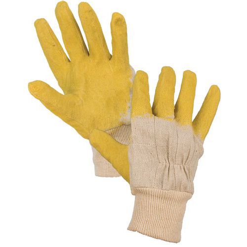 Bavlnené rukavice CXS polomáčané v latexe, žlté/biele