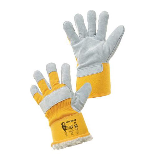 Zimné kožené rukavice CXS, žlté/biele