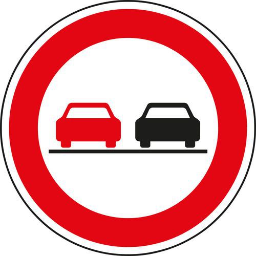 Dopravná značka Zákaz predbiehania (B21a)