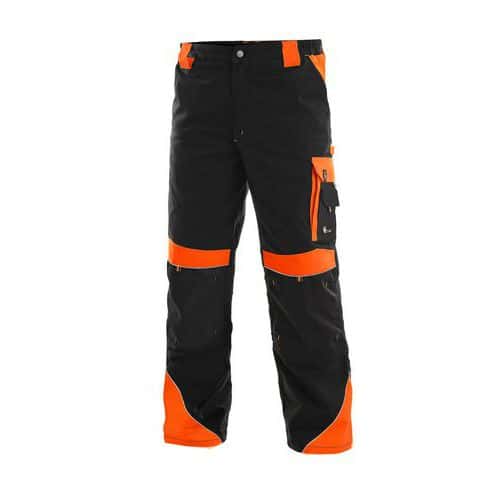 Pánske montérkové nohavice CXS Sirius Brighton s reflexnými prvkami, čierne/oranžové