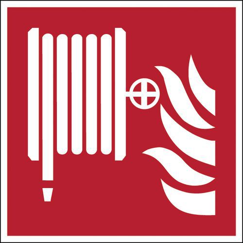 Štvorcové požiarne bezpečnostné značky – Navijak požiarnej hadice, polypropylén