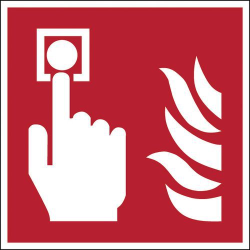 Štvorcové požiarne bezpečnostné značky – Hlásič požiarneho poplachu – fotoluminiscenčný, polypropylén