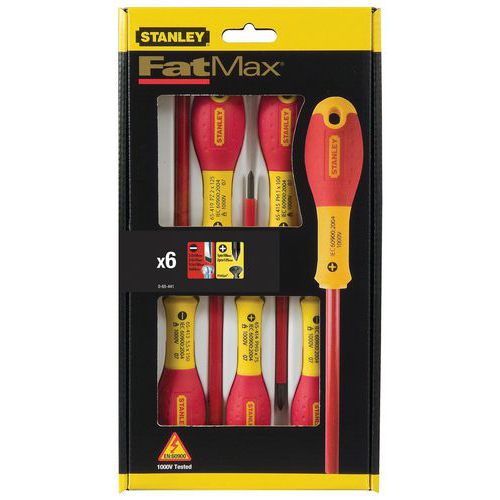 Elektrikárske izolované skrutkovače Stanley FatMax®, 6 ks