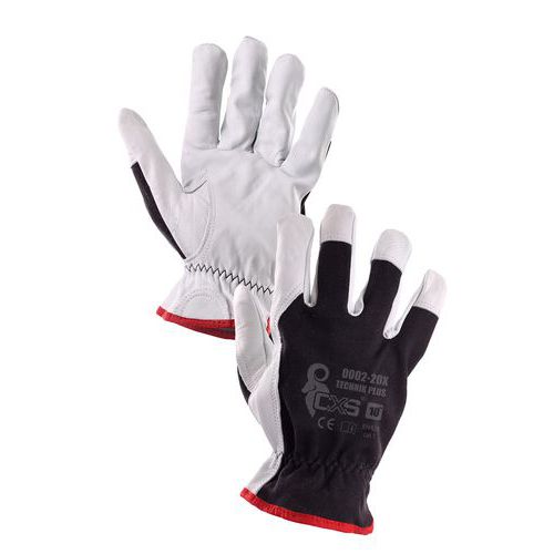 Kombinované rukavice CXS Technik Plus, čierne/biele