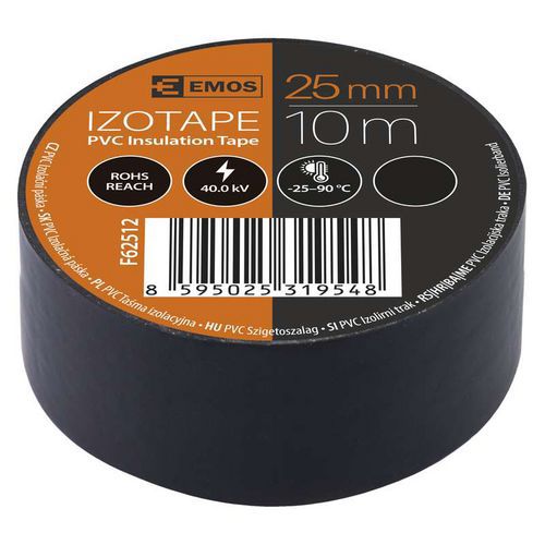Elektroizolačná PVC páska Emos, šírka 25 mm, 10 ks, čierna