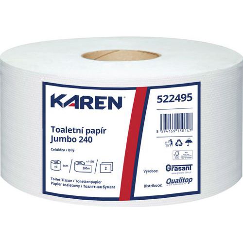 Toaletný papier Karen 2-vrstvový, 200 m, 100% biely, 6 ks