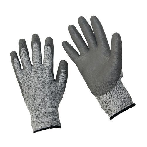 Polyetylénové rukavice Manutan Expert polomáčané v polyuretáne, sivé