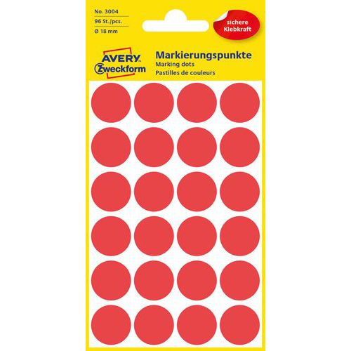 Samolepiace okrúhle etikety Avery Zweckform, papierové, priemer 18 mm