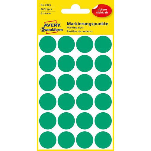 Samolepiace okrúhle etikety Avery Zweckform, papierové, priemer 18 mm