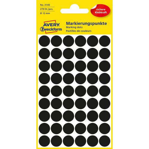 Samolepiace okrúhle etikety Avery Zweckform, papierové, priemer 12 mm
