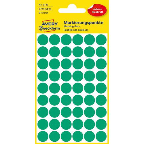 Samolepiace okrúhle etikety Avery Zweckform, papierové, priemer 12 mm