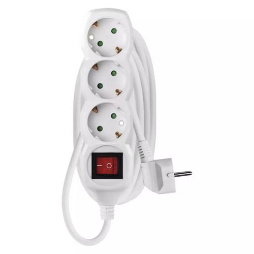 Predlžovacie káble Emos s vypínačom, SCHUKO, biele, PVC, 3 zásuvky