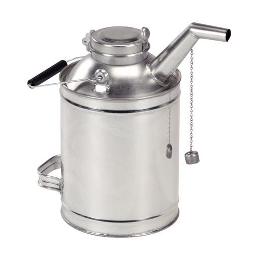 Odmerky z bieleho plechu so zahnutým výtokovým kohútikom - Pressol