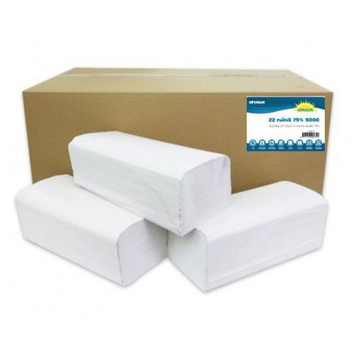 Papierové uteráky ZZ White S 1-vrstvové, 250 útržkov, biele, 20 ks
