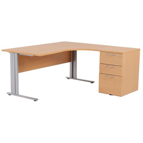 Kancelárske stoly s kontajnerom Manutan Expert, 72 x 160 - 180 x 160 cm, pravé/ľavé prevedenie, buk