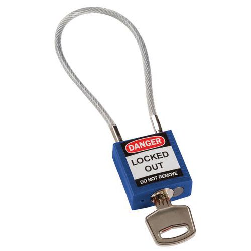 Bezpečnostné visacie zámky Brady s lankom, 200 mm