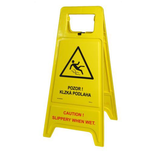 Prenosná výstražná tabuľa SK/AJ – Pozor klzká podlaha