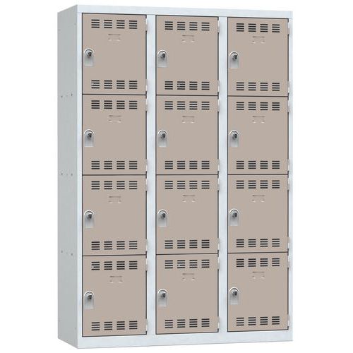 Zvárané šatníky Vinco, 3 stĺpce, 12 boxov, 400 mm, otočný uzáver Zvárané šatníky Vinco, 3 stĺpce, 12 boxov, 400 mm, otočný uzáver