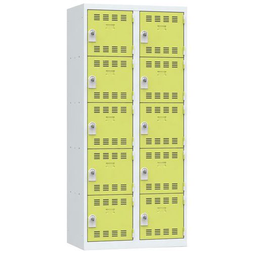 Zvárané šatníky Vinco, 2 stĺpce, 10 boxov, 400 mm, otočný uzáver