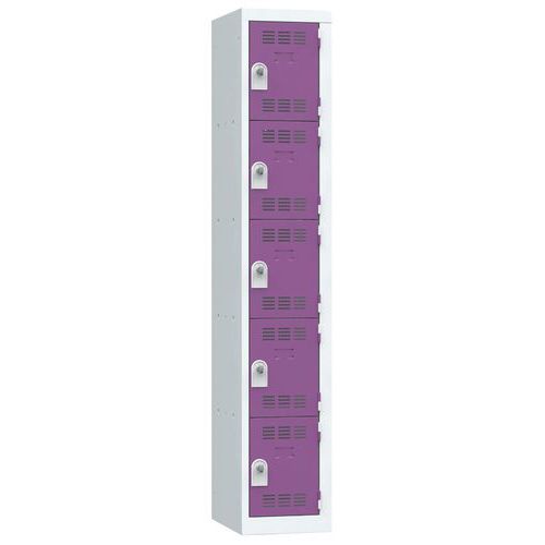 Zvárané šatníky Vinco, 1 stĺpec, 5 boxov, 300 mm, otočný uzáver