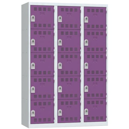 Zvárané šatníky Vinco, 3 stĺpce, 15 boxov, 400 mm, otočný uzáver Zvárané šatníky Vinco, 3 stĺpce, 15 boxov, 400 mm, otočný uzáver
