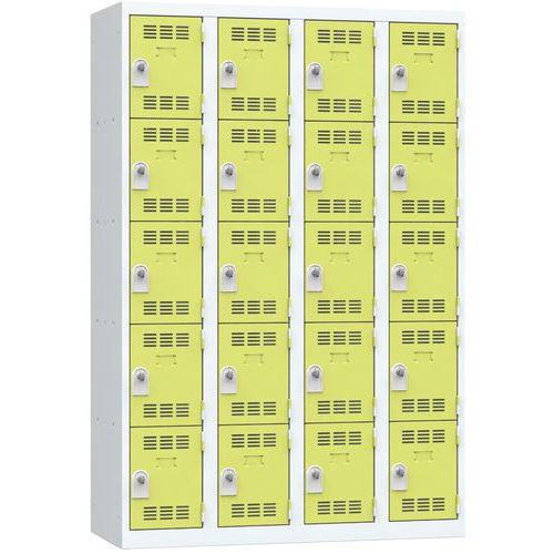 Zvárané šatníky Vinco, 4 stĺpce, 20 boxov, 300 mm, otočný uzáver