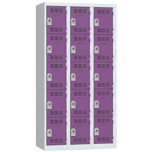 Zvárané šatníky Vinco, 3 stĺpce, 15 boxov, 300 mm, otočný uzáver Zvárané šatníky Vinco, 3 stĺpce, 15 boxov, 300 mm, otočný uzáver