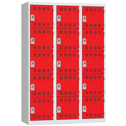 Zvárané šatníky Vinco, 3 stĺpce, 15 boxov, 400 mm, otočný uzáver Zvárané šatníky Vinco, 3 stĺpce, 15 boxov, 400 mm, otočný uzáver
