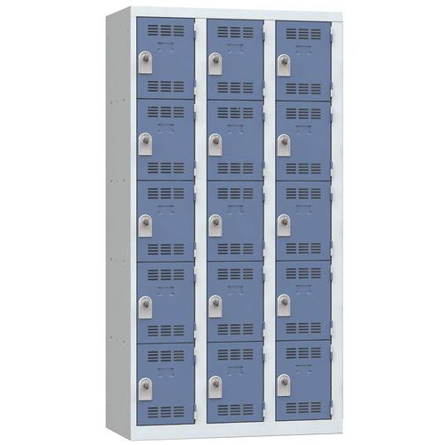 Zvárané šatníky Vinco, 3 stĺpce, 15 boxov, 300 mm, otočný uzáver Zvárané šatníky Vinco, 3 stĺpce, 15 boxov, 300 mm, otočný uzáver