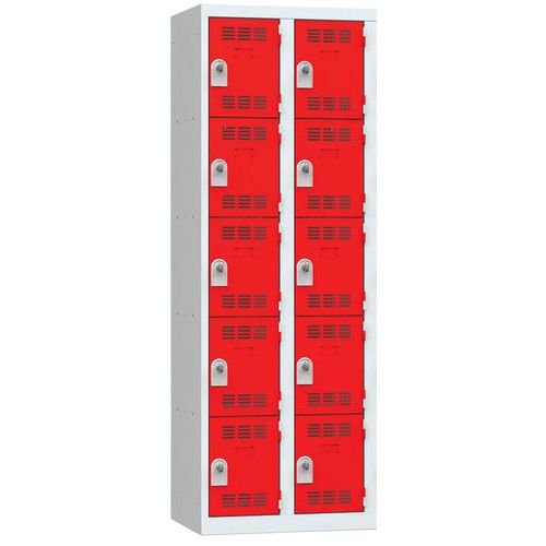Zvárané šatníky Vinco, 2 stĺpce, 10 boxov, 300 mm, otočný uzáver
