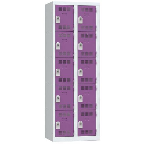 Zvárané šatníky Vinco, 2 stĺpce, 10 boxov, 300 mm, otočný uzáver