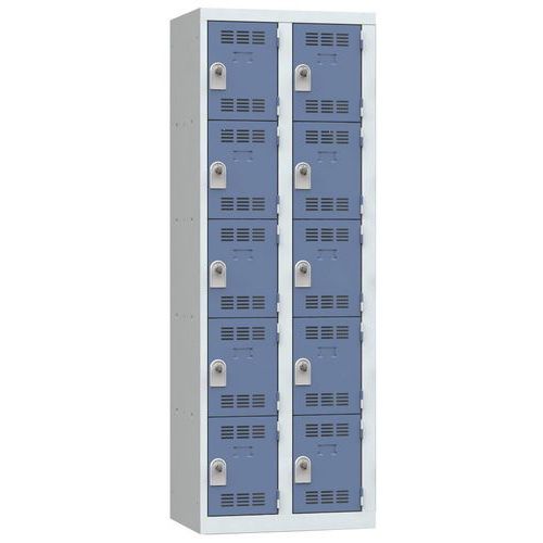 Zvárané šatníky Vinco, 2 stĺpce, 10 boxov, 300 mm, otočný uzáver