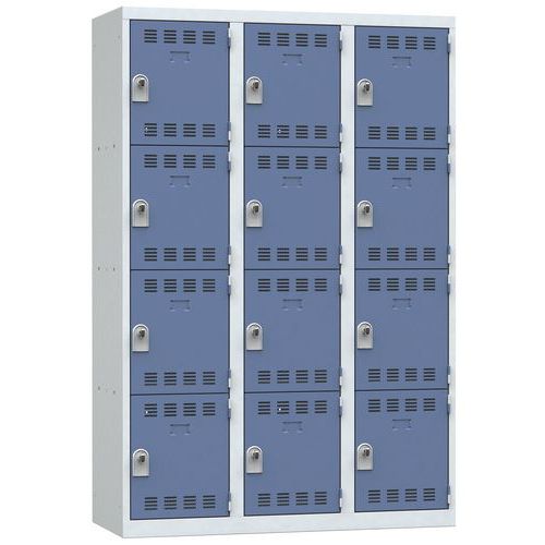 Zvárané šatníky Vinco, 3 stĺpce, 12 boxov, 400 mm, otočný uzáver Zvárané šatníky Vinco, 3 stĺpce, 12 boxov, 400 mm, otočný uzáver