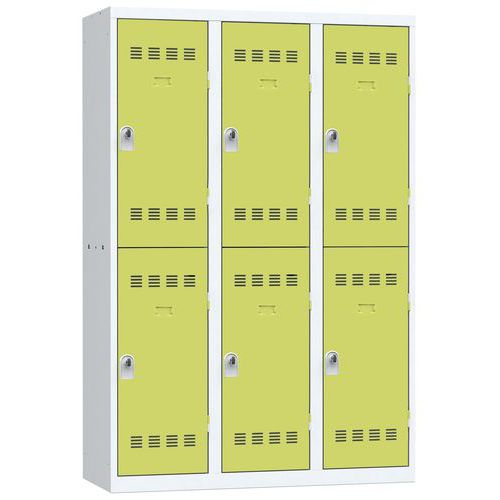 Zvárané šatníky Vinco, 3 stĺpce, 6 boxov, 400 mm, otočný uzáver
