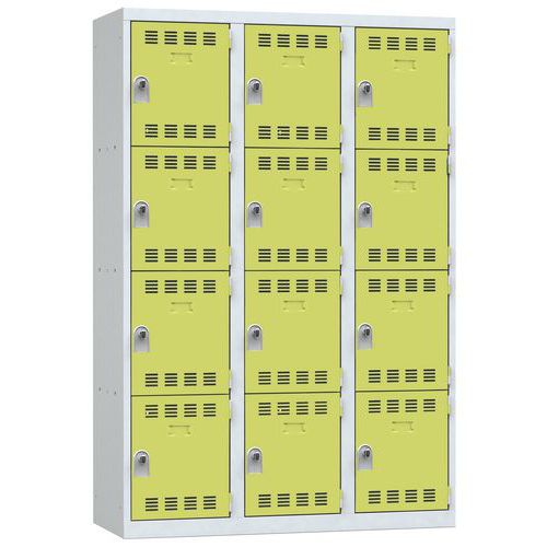 Zvárané šatníky Vinco, 3 stĺpce, 12 boxov, 400 mm, otočný uzáver Zvárané šatníky Vinco, 3 stĺpce, 12 boxov, 400 mm, otočný uzáver