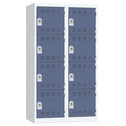 Zvárané šatníky Vinco, 2 stĺpce, 8 boxov, 400 mm, otočný uzáver