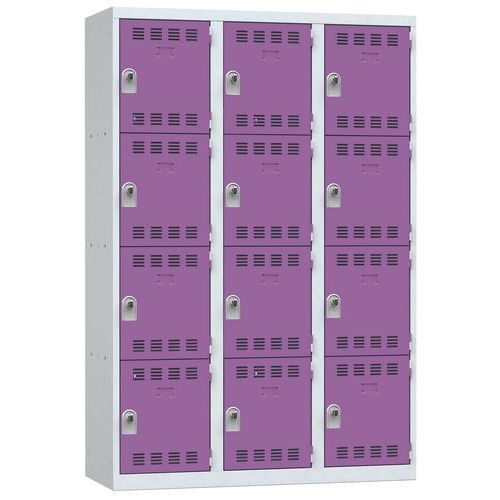 Zvárané šatníky Vinco, 3 stĺpce, 12 boxov, 400 mm, otočný uzáver Zvárané šatníky Vinco, 3 stĺpce, 12 boxov, 400 mm, otočný uzáver