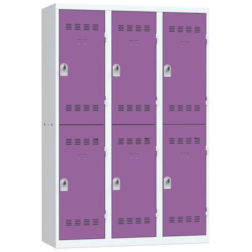 Zvárané šatníky Vinco, 3 stĺpce, 6 boxov, 400 mm, otočný uzáver