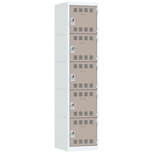 Zvárané šatníky Vinco, 1 stĺpec, 5 boxov, 400 mm, otočný uzáver Zvárané šatníky Vinco, 1 stĺpec, 5 boxov, 400 mm, otočný uzáver