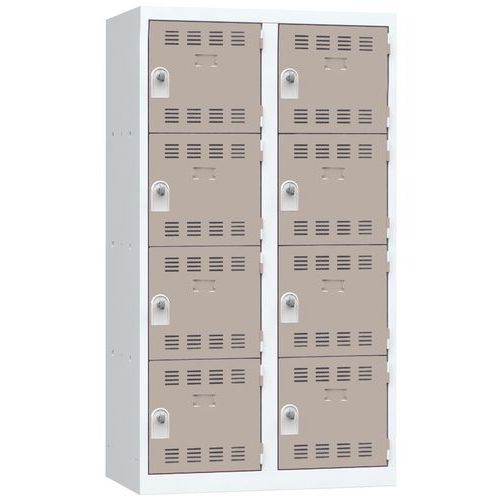 Zvárané šatníky Vinco, 2 stĺpce, 8 boxov, 400 mm, otočný uzáver