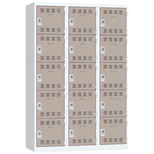 Zvárané šatníky Vinco, 3 stĺpce, 15 boxov, 400 mm, otočný uzáver Zvárané šatníky Vinco, 3 stĺpce, 15 boxov, 400 mm, otočný uzáver