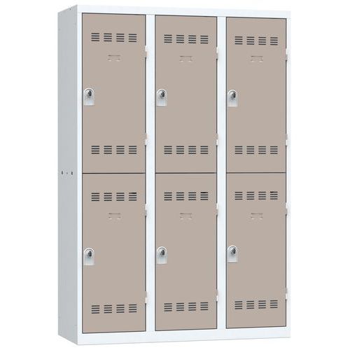 Zvárané šatníky Vinco, 3 stĺpce, 6 boxov, 400 mm, otočný uzáver