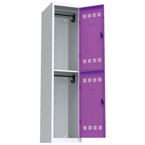 Zvárané šatníky Vinco, 1 stĺpec, 2 boxy, 400 mm, cylindrický zámok Zvárané šatníky Vinco, 1 stĺpec, 2 boxy, 400 mm, cylindrický zámok