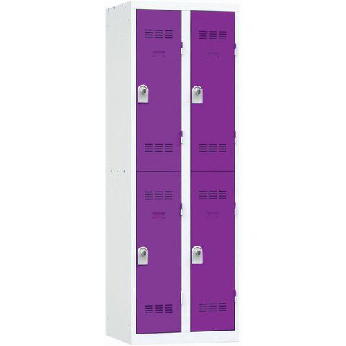 Zvárané šatníky Vinco, 2 stĺpce, 4 boxy, 300 mm, otočný uzáver