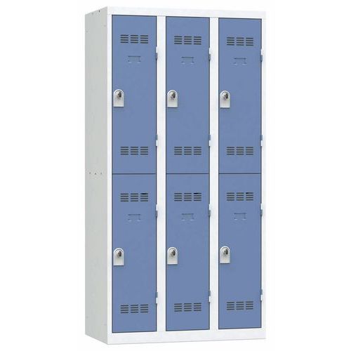Zvárané šatníky Vinco, 3 stĺpce, 6 boxov, 300 mm, otočný uzáver Zvárané šatníky Vinco, 3 stĺpce, 6 boxov, 300 mm, otočný uzáver