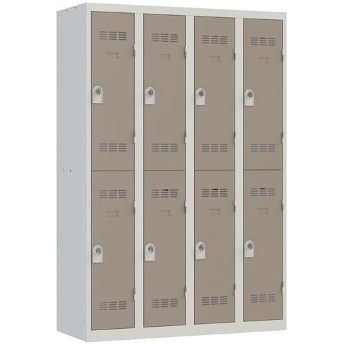 Zvárané šatníky Vinco, 4 stĺpce, 8 boxov, 300 mm, otočný uzáver