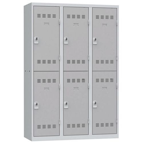 Zvárané šatníky Vinco, 3 stĺpce, 6 boxov, 400 mm, otočný uzáver