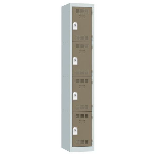 Zvárané šatníky Vinco, 1 stĺpec, 4 boxy, 300 mm, otočný uzáver