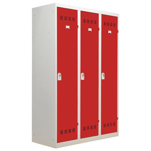Zvárané šatníky Vinco s medzistenou, 3 oddiely, 400 mm, otočný uzáver Zvárané šatníky Vinco s medzistenou, 3 oddiely, 400 mm, otočný uzáver